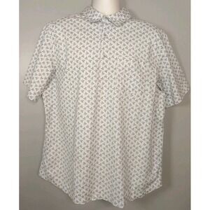 Woolrich Eco Rich Men Off White Grey Campfire Print 1/4 Button Shirt Size XL